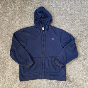 Vintage Nike ACG 2000s Dark Blue Full Zip Up Hoodie Mens XL